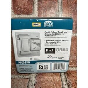 BELL PTC521GY 2-Gang Toggle Receptacle GFCI Cover Weatherproof Cover Gray